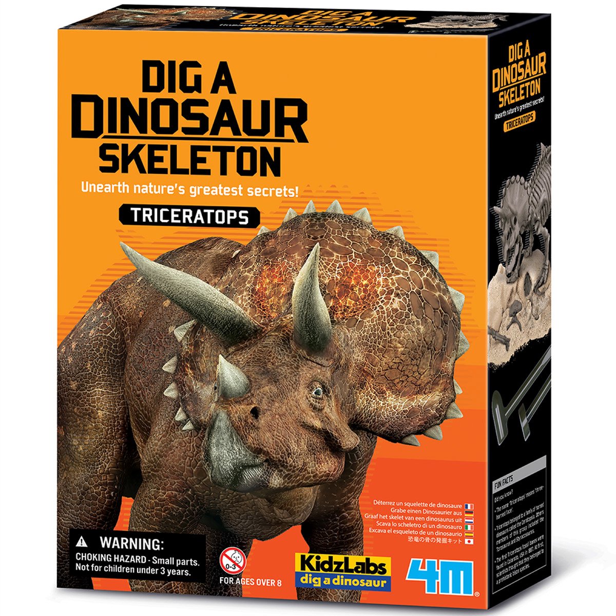 4m desentierra tu dinosaurio - triceratops - kit de excavación y modelo de esqueleto - kidzlabs - 7+