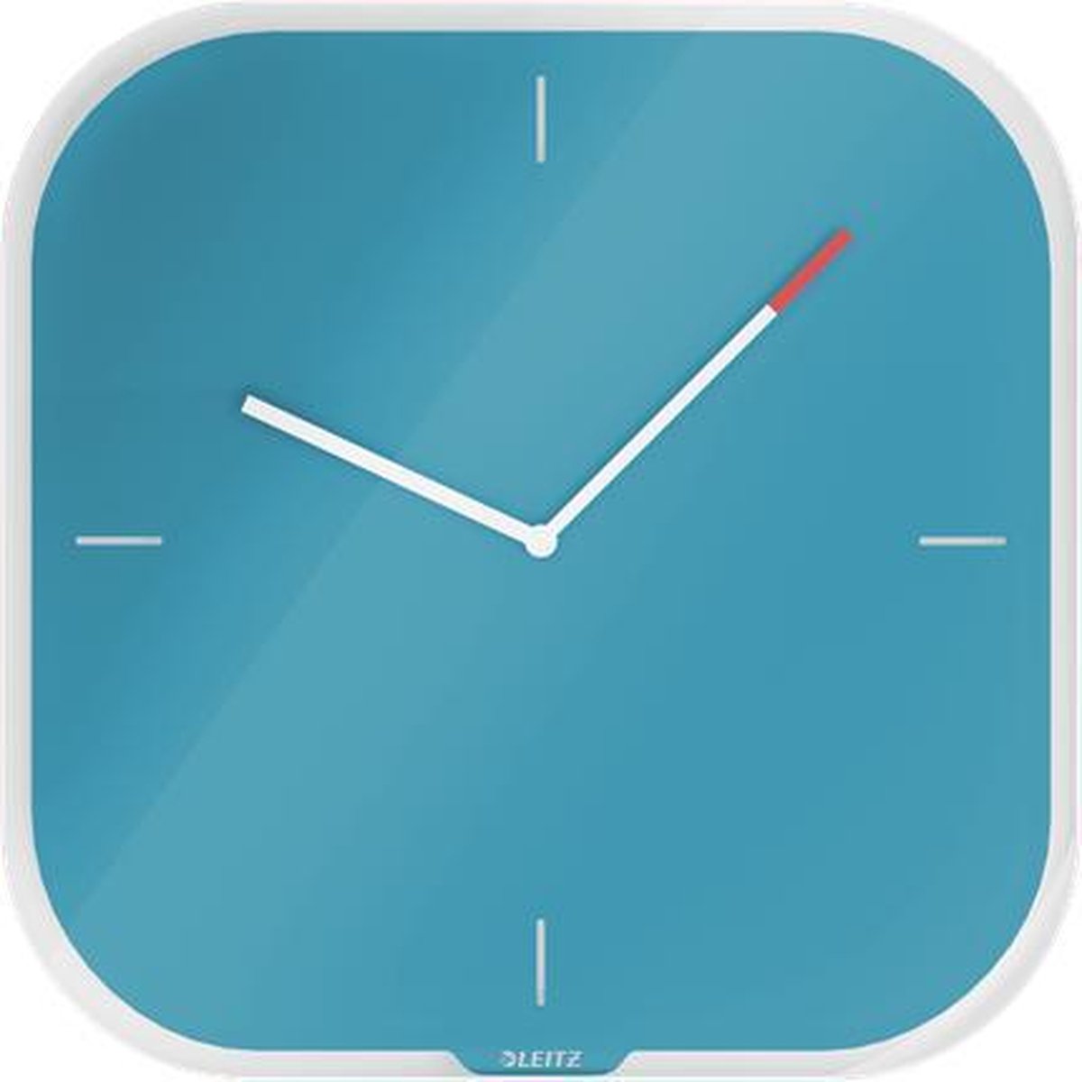 Leitz Eitz acogedor reloj de pared de cristal silencioso - reloj de pared grabable con marcador - azul sereno