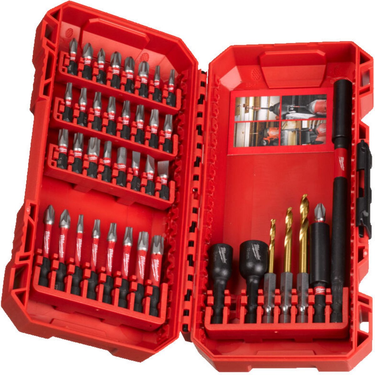 Milwaukee shockwave™ impact duty™ bit set (40 pc) schroefbit set shockwave™ 40-delig, bits, doppen en red hex boren - 4932492004