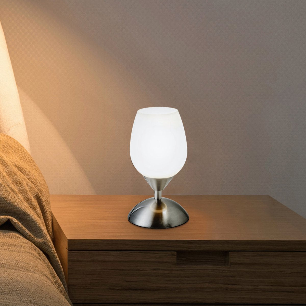 B.k.licht - tafellamp - dimbaar bedlamp - tafellamp woonkamer met glas - e14 fitting - h: 19.5cm