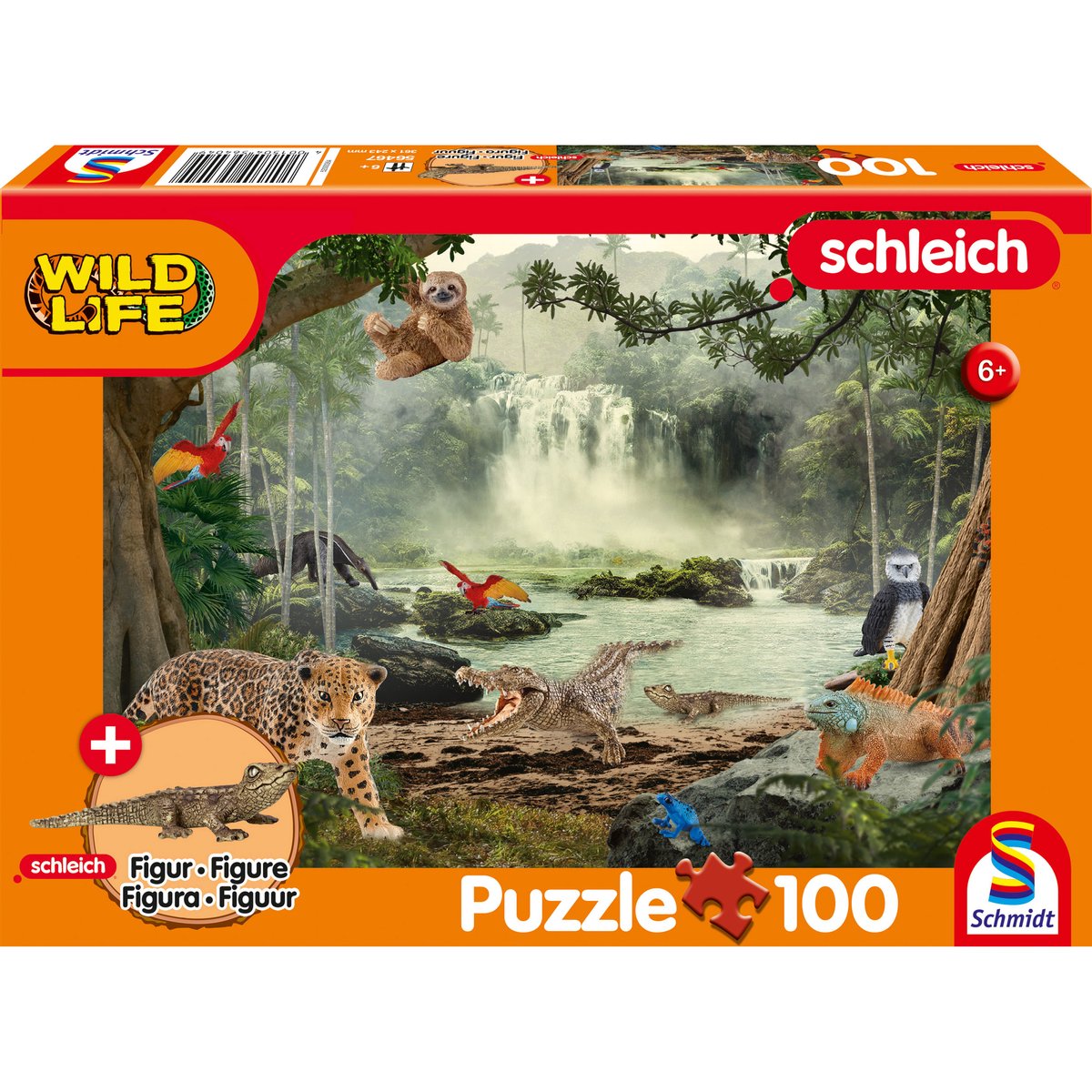 Schmidt - rompecabezas - vida salvaje en la selva tropical - schleich - 100 piezas + figura original - niños - a partir de 6 años
