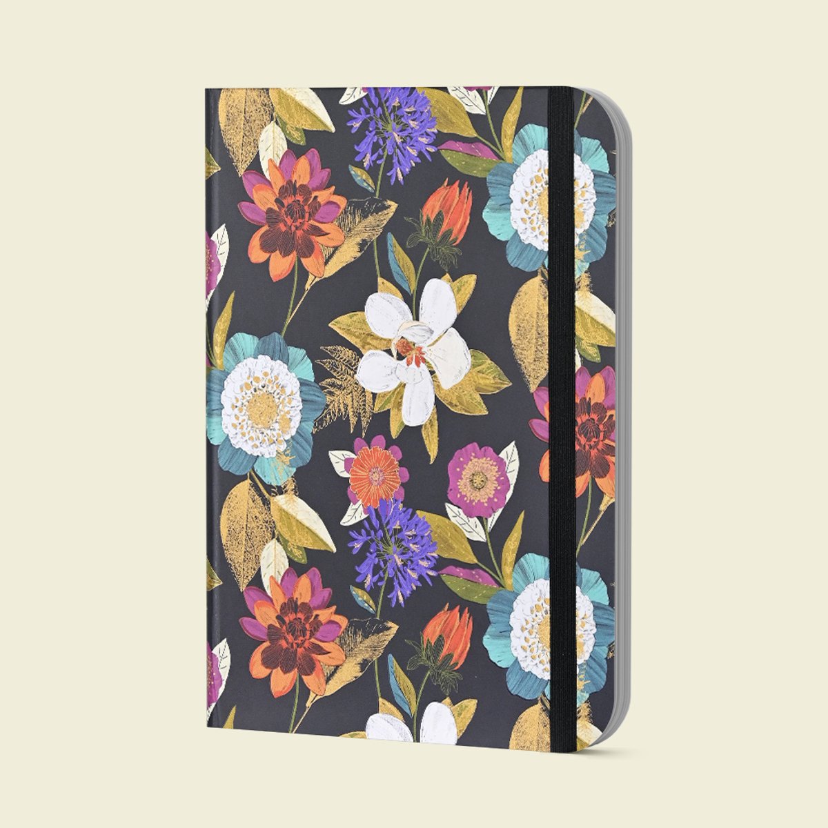 Cuaderno Peter Pauper tamaño mediano - elegancia floral - con cierre elástico - 16x21 cm