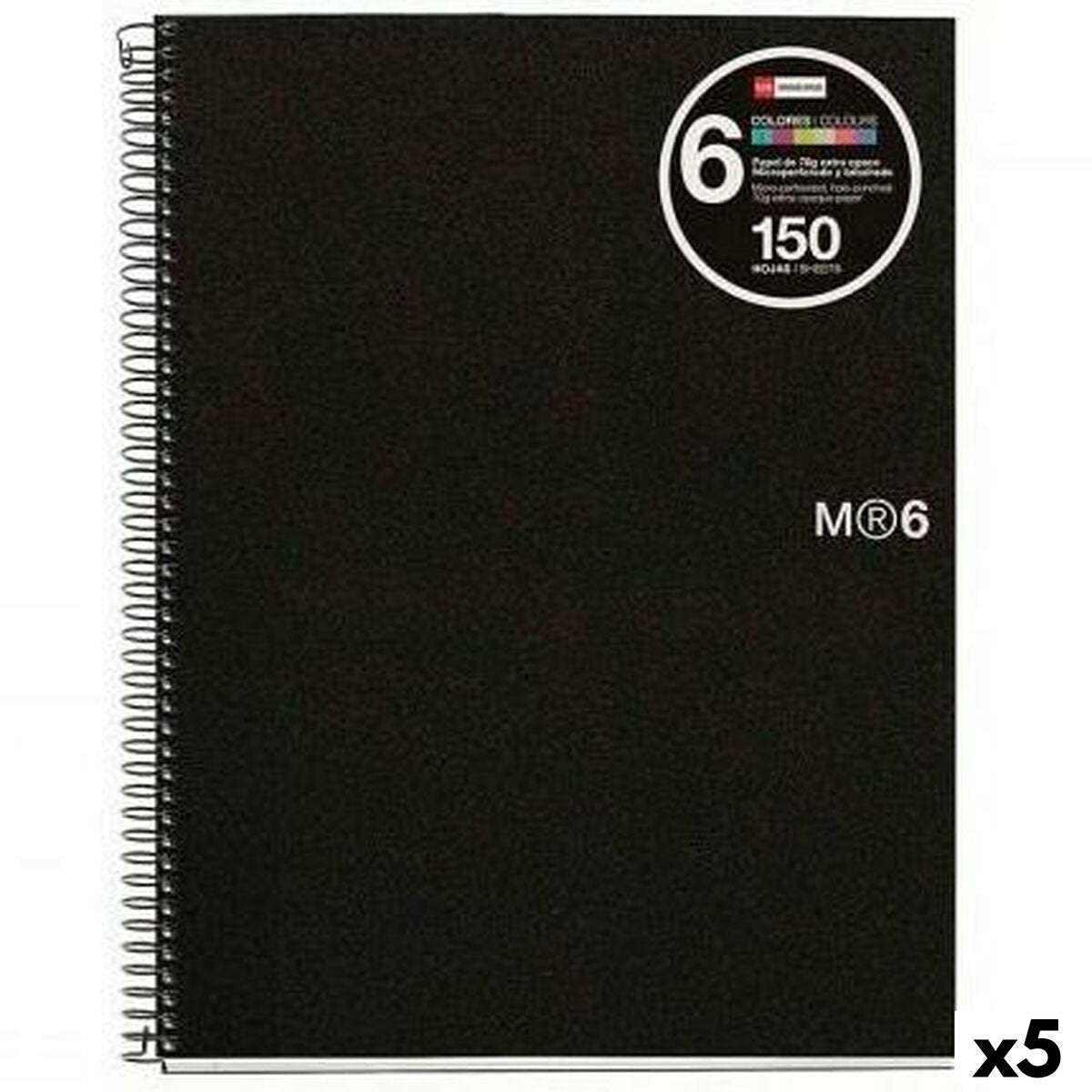 Miquelrius libro sugli anelli nero a5 150 fogli (5 pezzi)