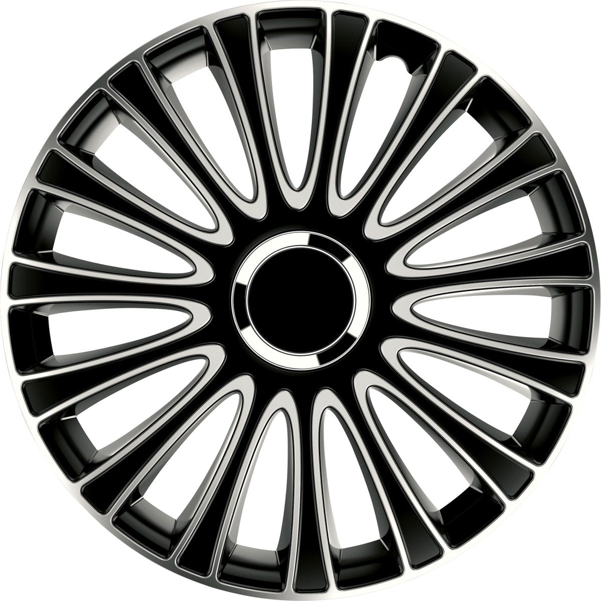 Carpoint wieldoppen le mans pro 14 inch abs zwart zilver set van 4