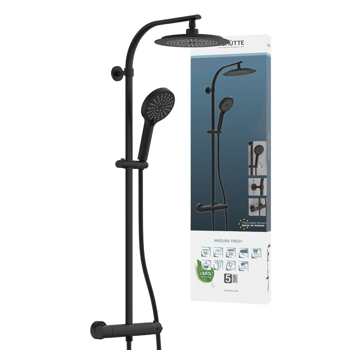 Schütte Schütte Rain Shower Set Madura Fresh Matzwart