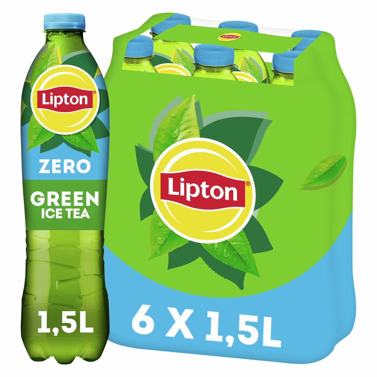 Bottiglia verde di tè freddo Lipton - zero zucchero - senza zucchero - 6 x 1500 ml - confezione risparmio