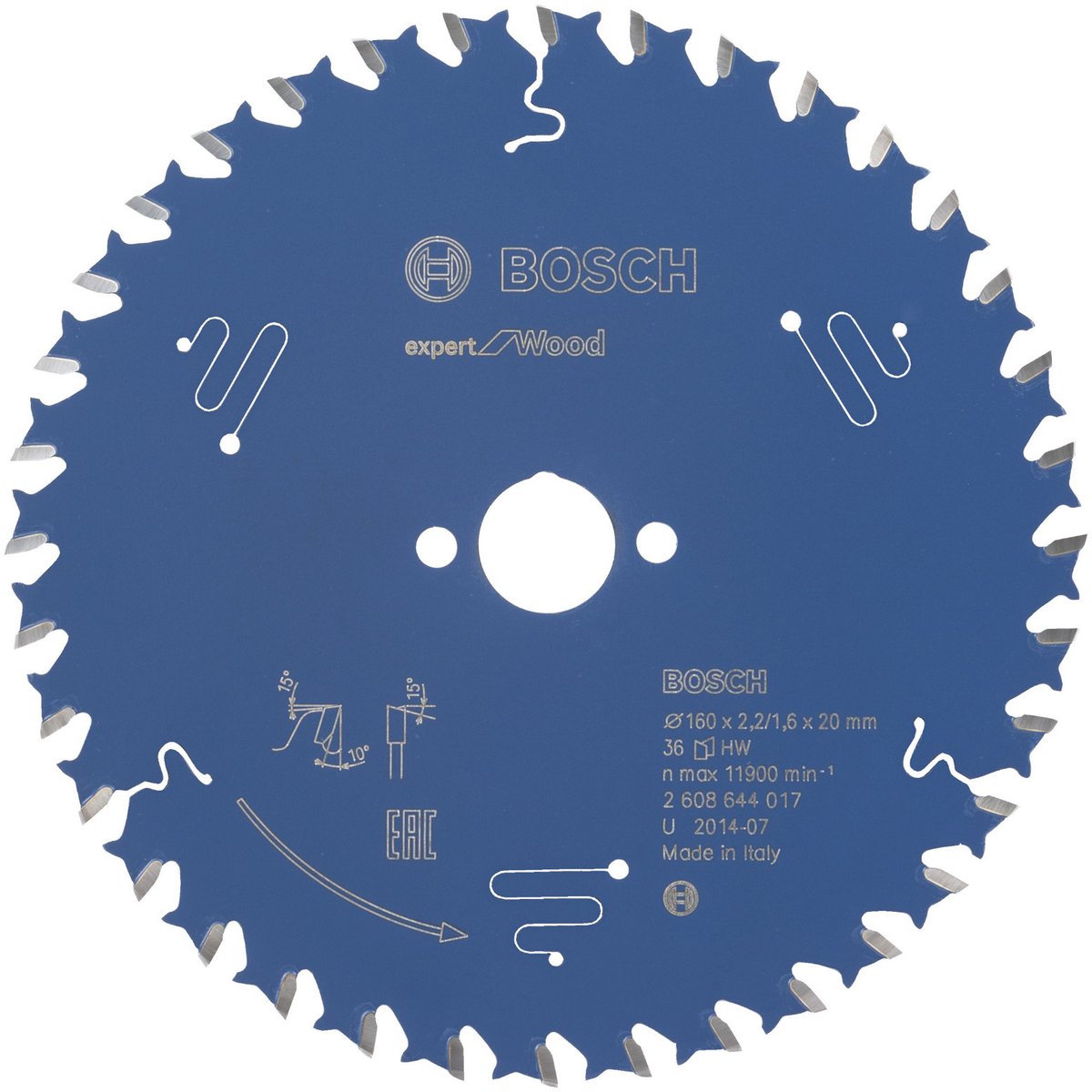 Hoja de sierra circular bosch expert para madera 160x20x2,2 1,6x36 t