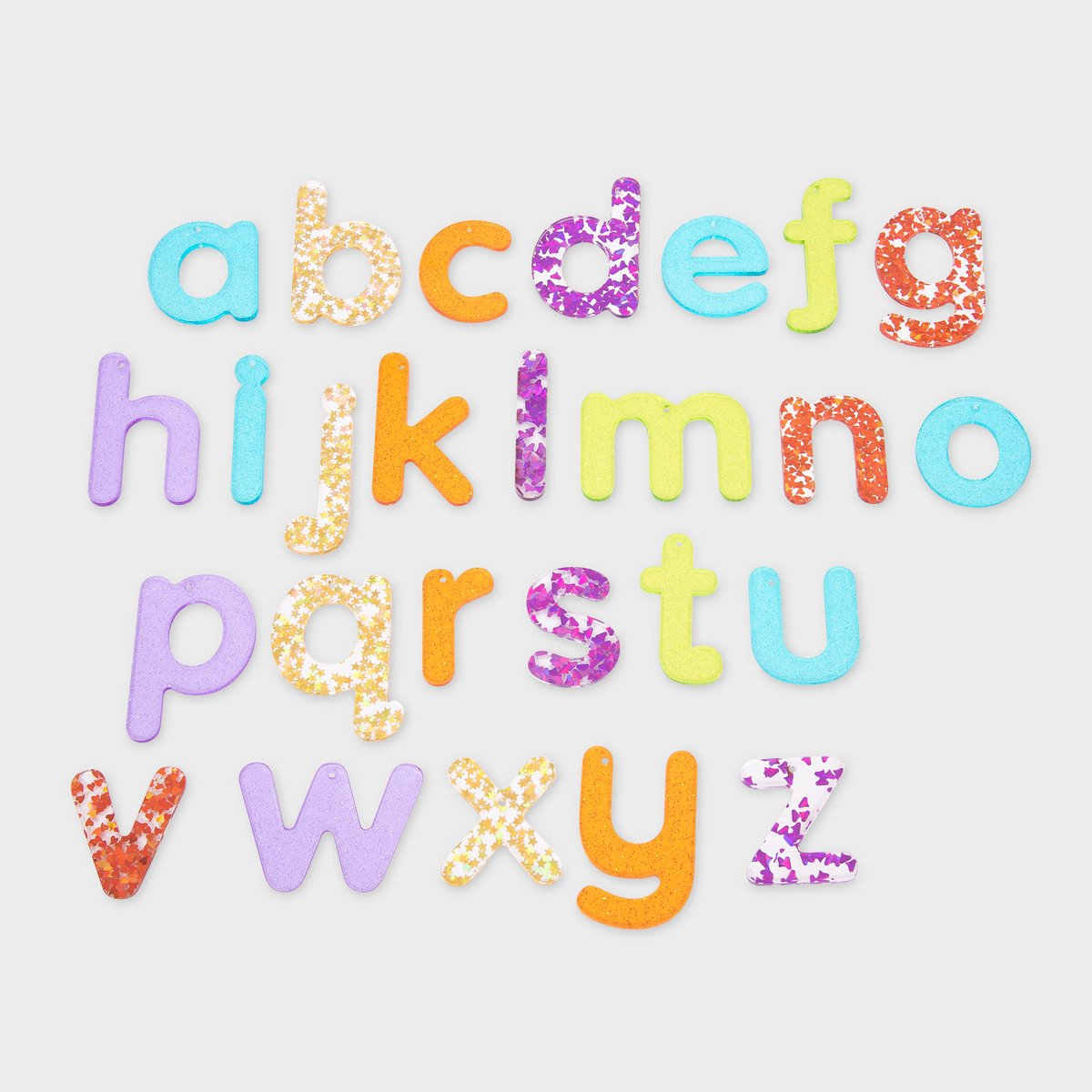 Tickit ® letras translúcidas con purpurina arcoíris