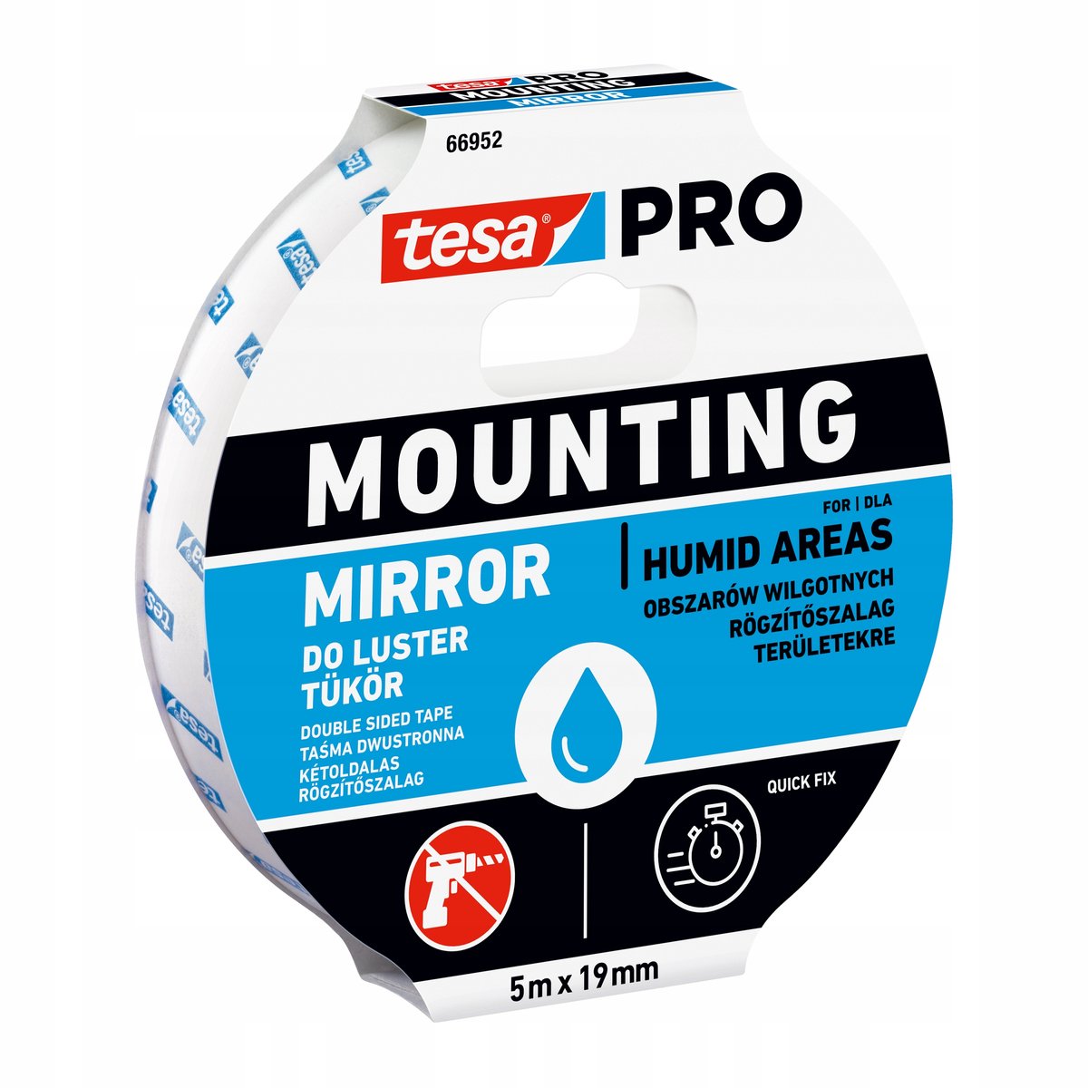 Tesa pro - cinta de montaje - espejo - dos caras - 5m x 19mm