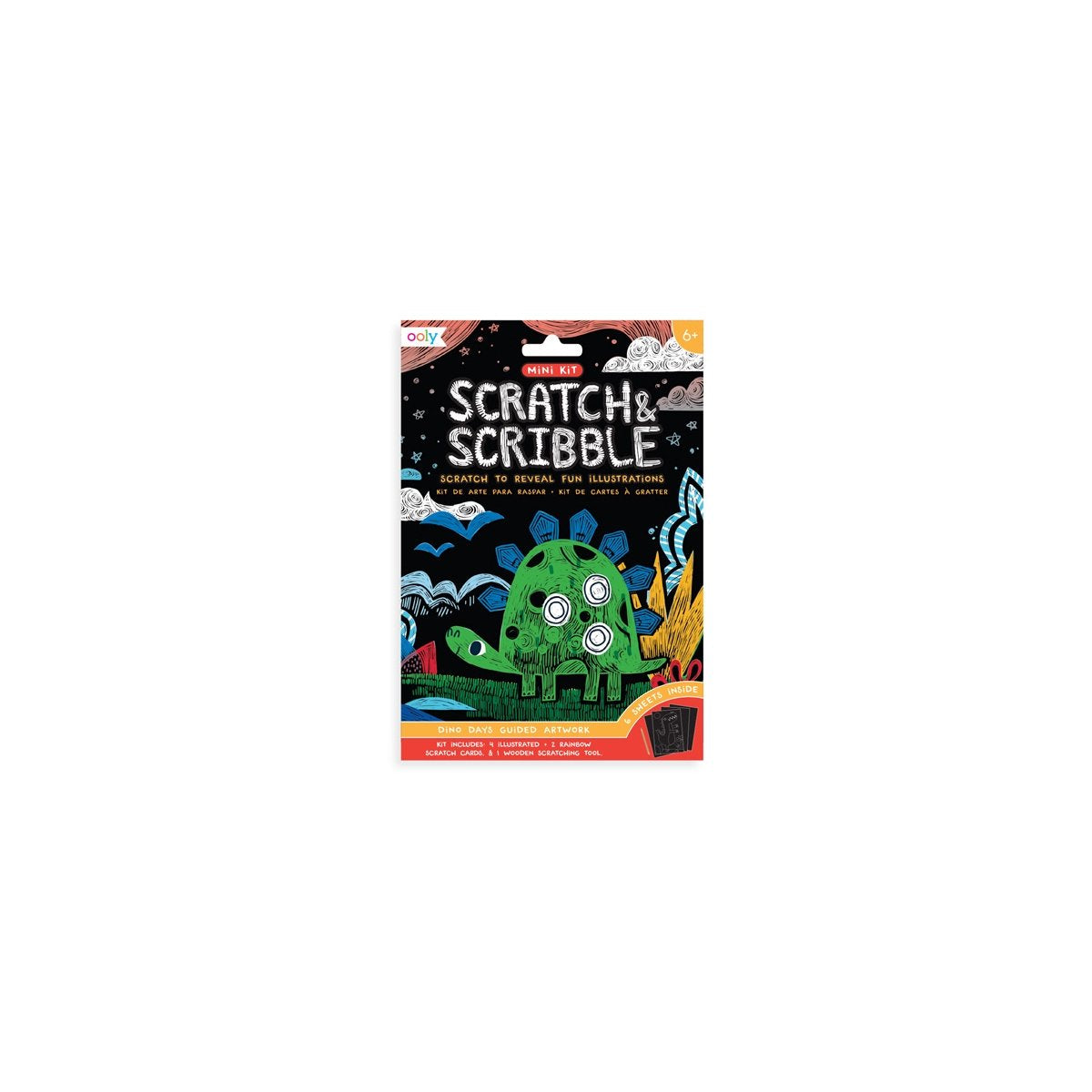 Ooly - mini scarabocchio da grattare - Dino Days - kit artistico