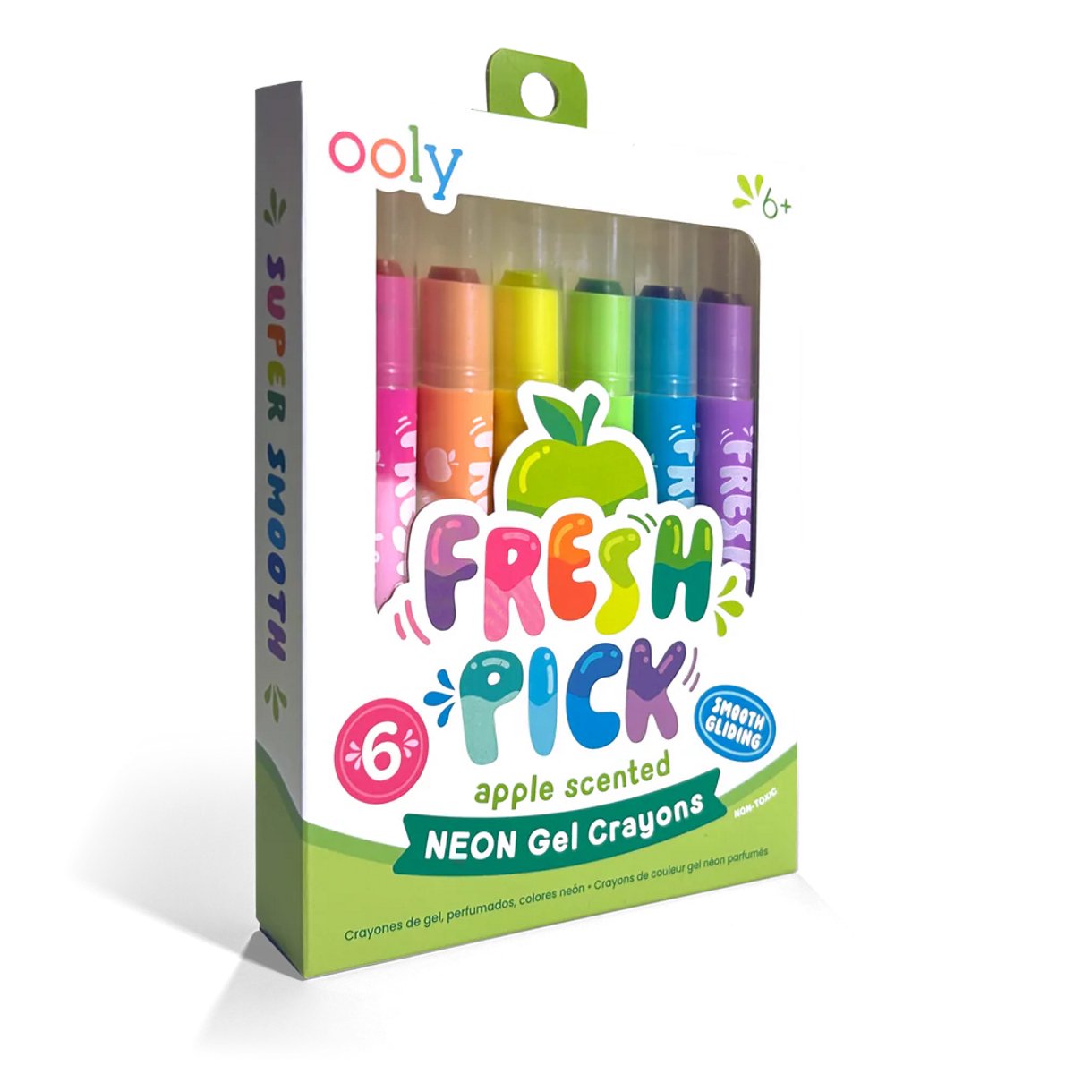 Ooly - fresh pick - apple scented gel crayons - 6 neon gelkrijtjes met appelgeur