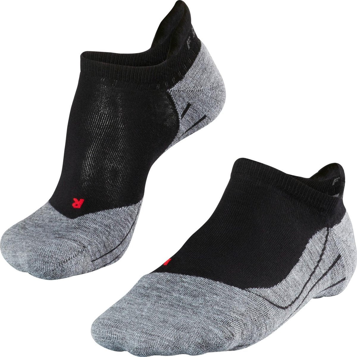 Falke ru4 invisible anti-ampolla algodón material funcional calcetines para correr hombres negro - talla 44-45