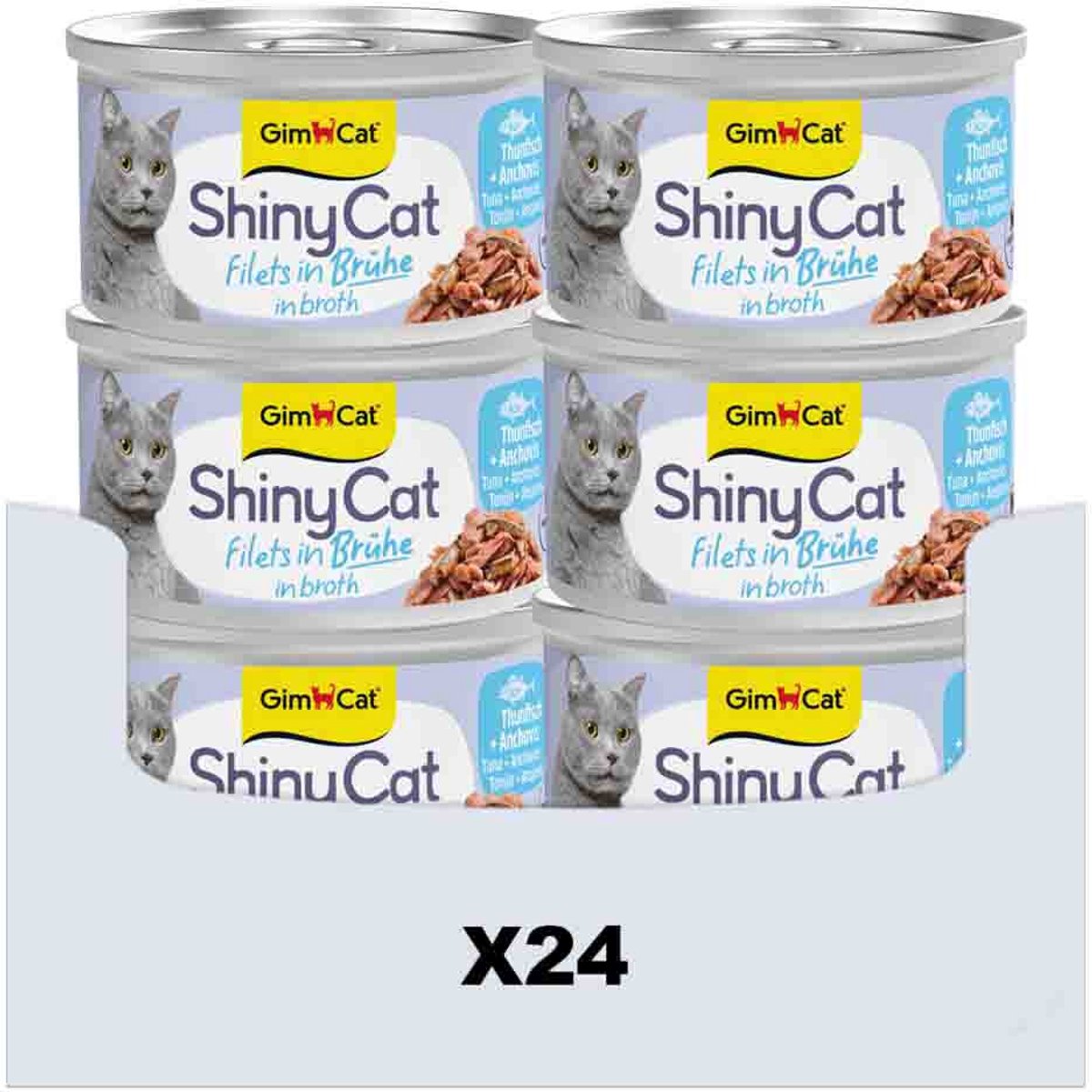 Gimcat 24 x 70 g - shinycat filets in broth tonijn + ansjovis