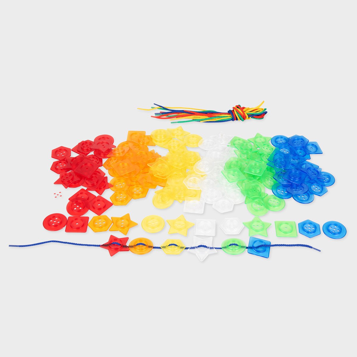 Botones apilables Tickit® (144 piezas) + 12 cordones