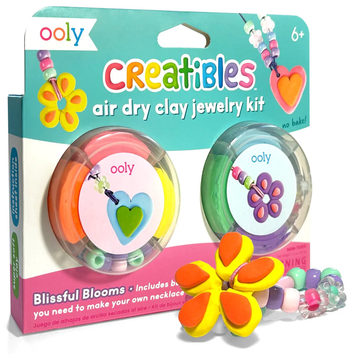 Ooly - creatibles - kit de arcilla seca al aire - kit de joyería - flores dichosas