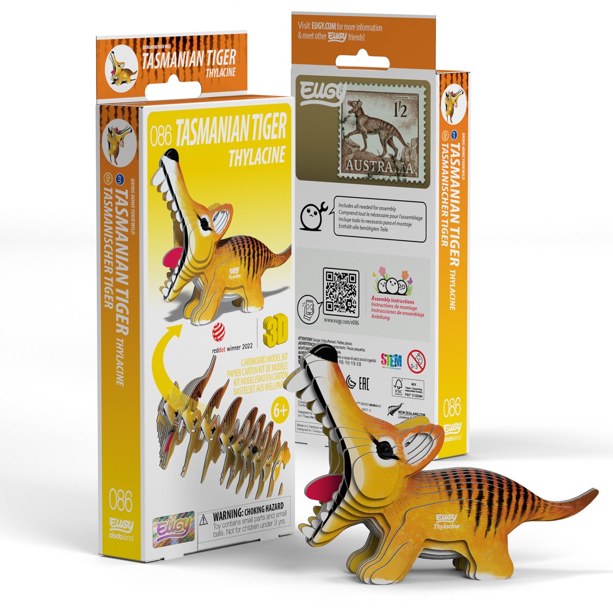 Rompecabezas 3D Eugy - tigre de Tasmania - animales salvajes - sostenible - ¡colecciónalos todos! - 6 años