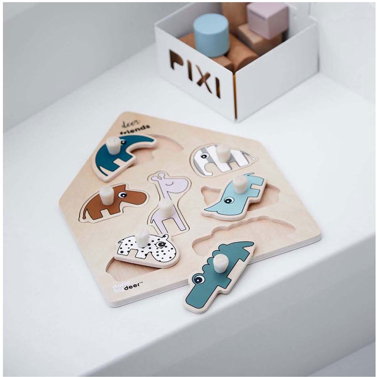 Fatto da Deer Wooden Nick Puzzle Herten Friends, 7st.