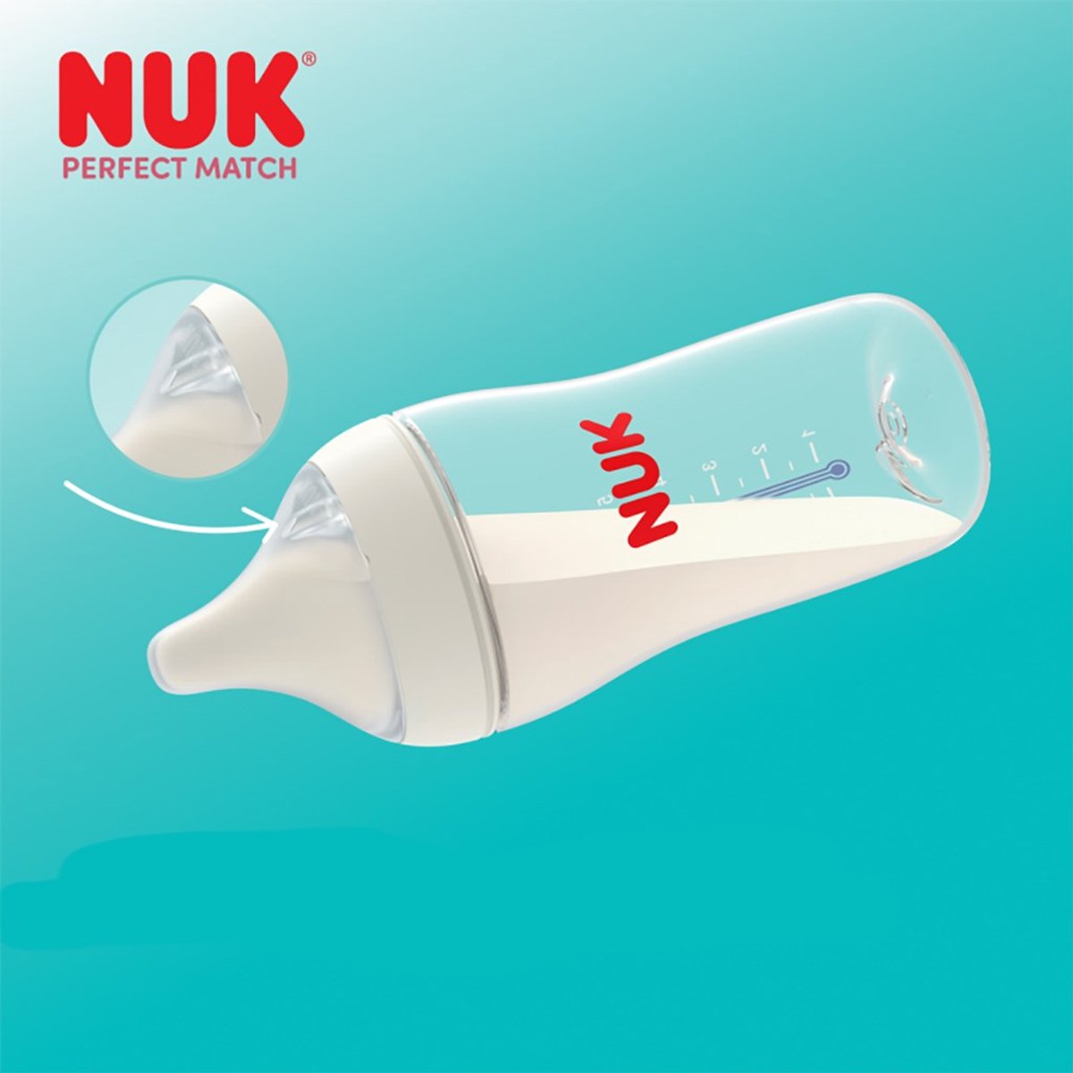Nuk - biberón - perfect match 150 ml con control de temperatura multicolor - biberón - anticólicos - sin BPA - tetina - biberón