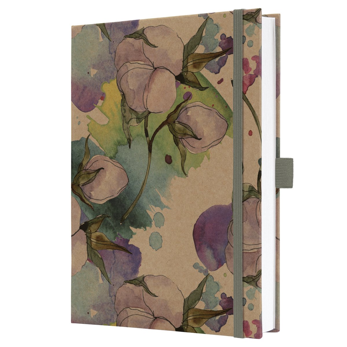 Cuaderno sigel jolie - tamaño a5 - kraft - flores de algodón puro - si-jn855