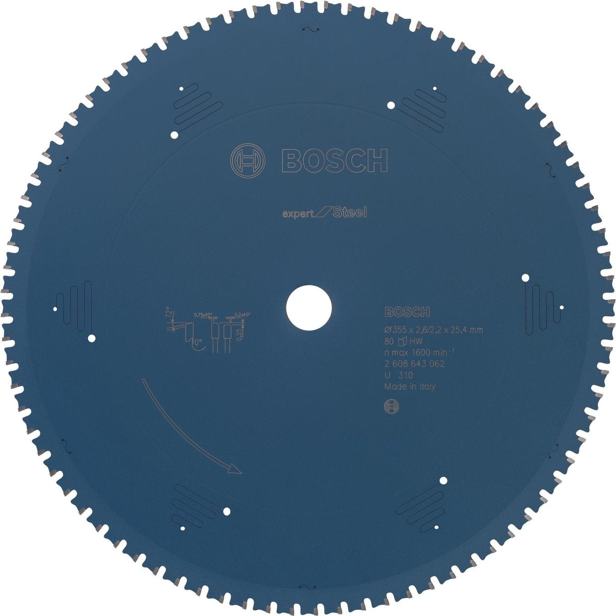 Hoja de sierra circular Bosch expert para acero 355 x 25,4 x 2,2 mm, 80