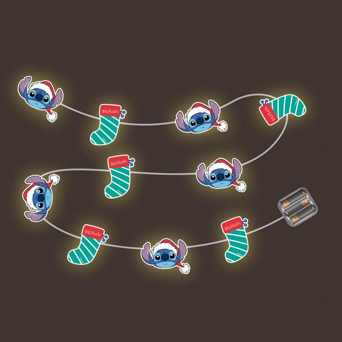 Disney stitch kerstlichtjes - christmas lighted garland - 10 led - 1,65m