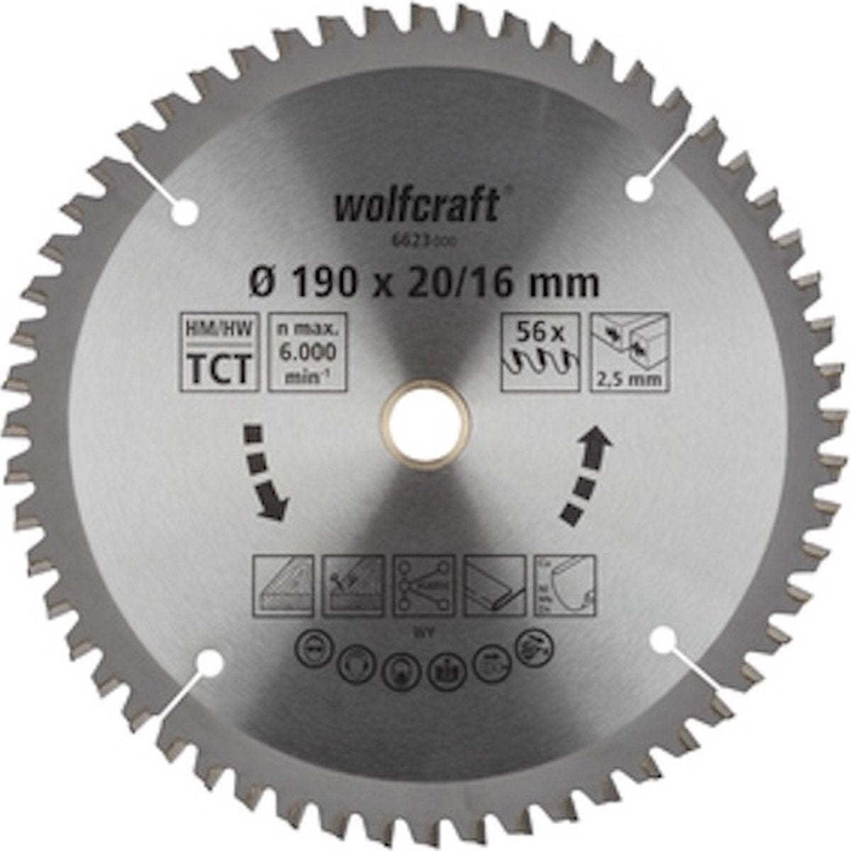 Wolfcraft - cirkelzaagblad - zaagblad 160 x 20 - serie lila - 6623000