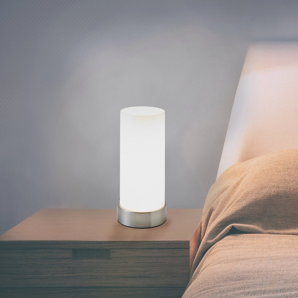 B.k.licht - tafellamp - dimbaar bedlamp - tafellamp woonkamer met glas - e14 fitting - h: 24.4 cm