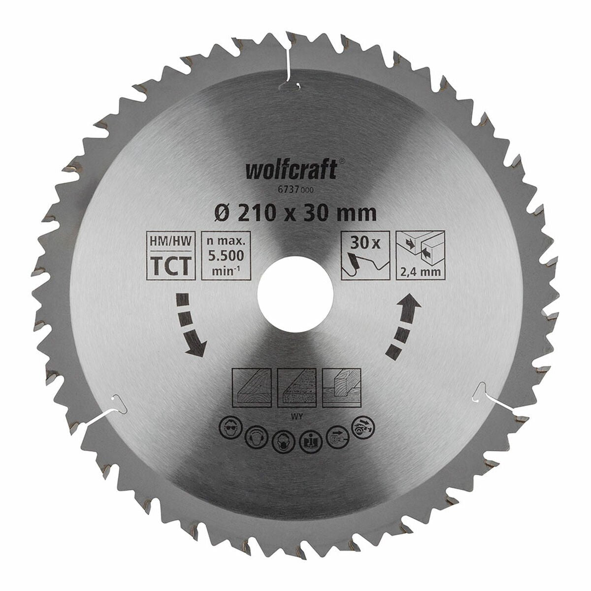 Wolfcraft - hoja de sierra circular 210x30mm - 30 dientes - para sierra circular - hm, serie marrón - 6737000