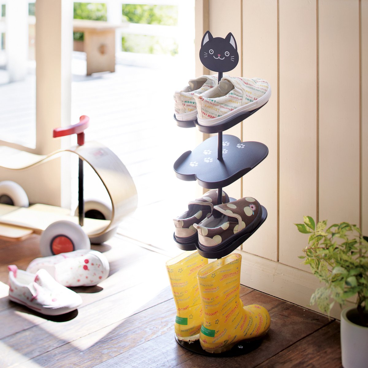 Scarpiera Yamazaki per bambini - gatto - nero