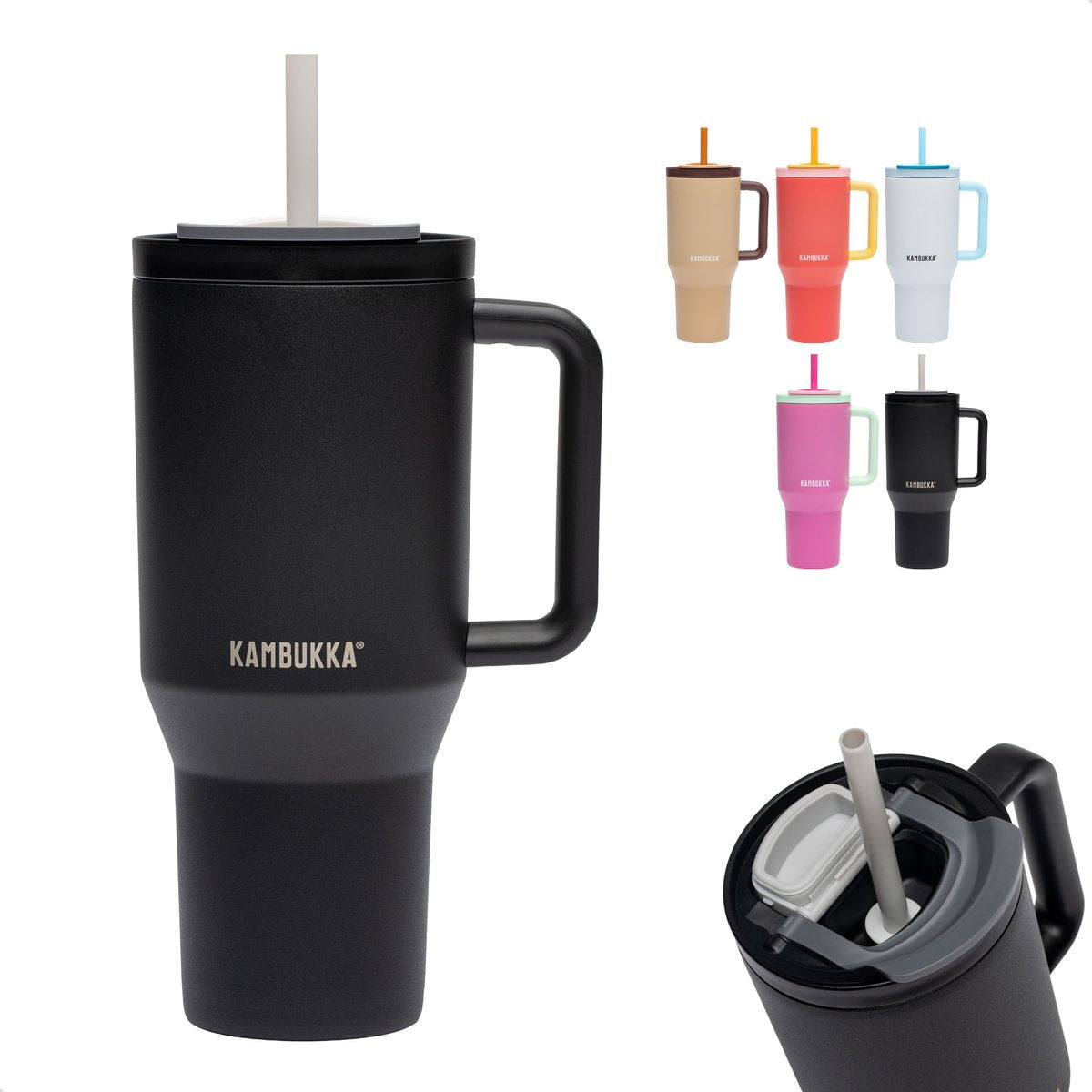 Kambukka rio - bicchiere da 950 ml - borraccia night rider con cannuccia telescopica - a prova di perdite - senza BPA