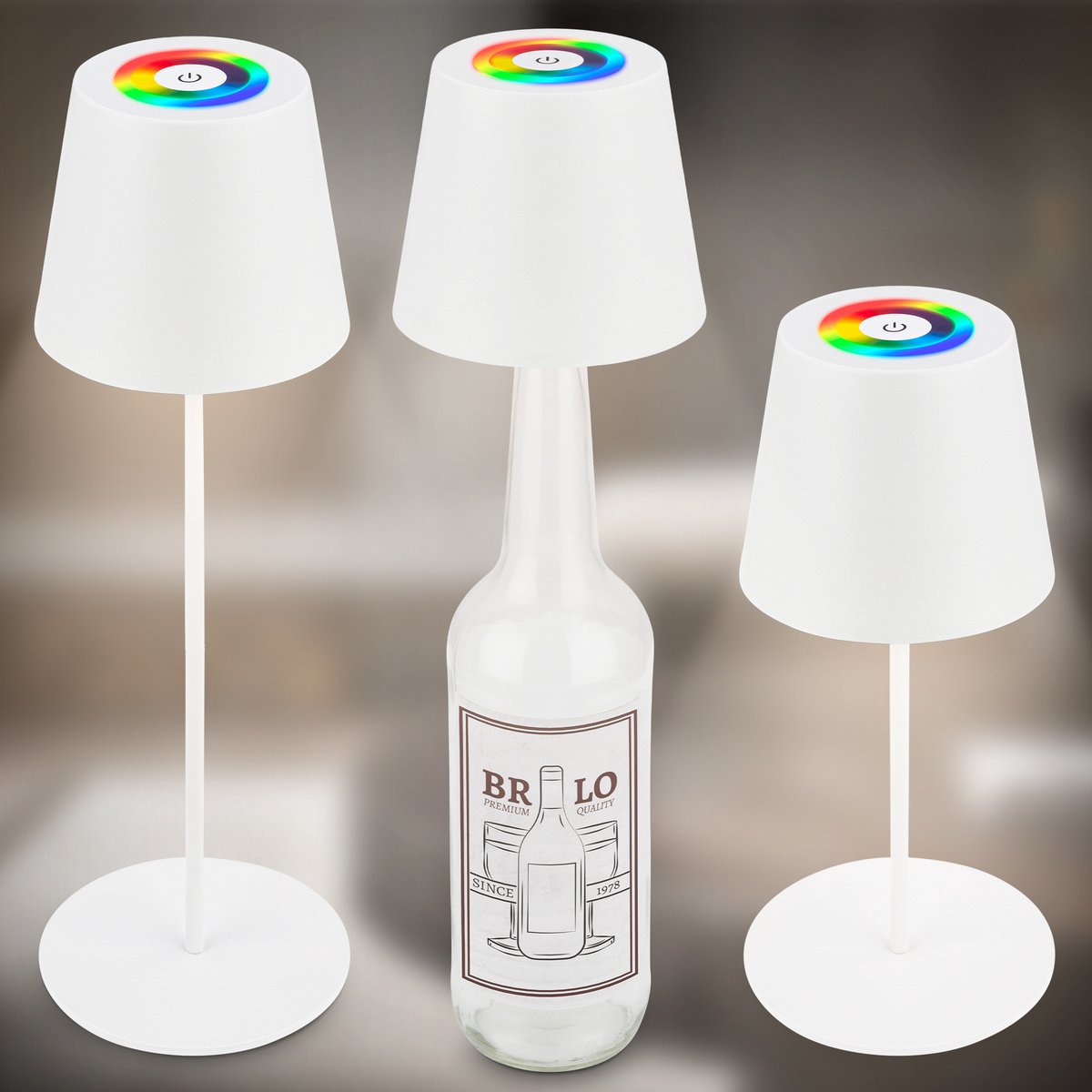 Briloner calida - lámpara de mesa recargable - regulable - para interior y exterior - 3 en 1 - rgbw - ip44 - inalámbrica - regulable en altura - 36 x ø 10,5 cm - blanca