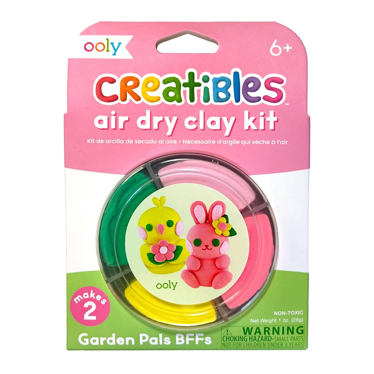 Ooly - creatibles - mini kit di argilla essiccata all'aria - amici del giardino - 4 colori di argilla