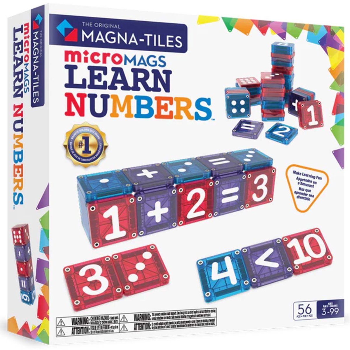 Azulejos magnos | micro mags aprende números juego de 56 piezas