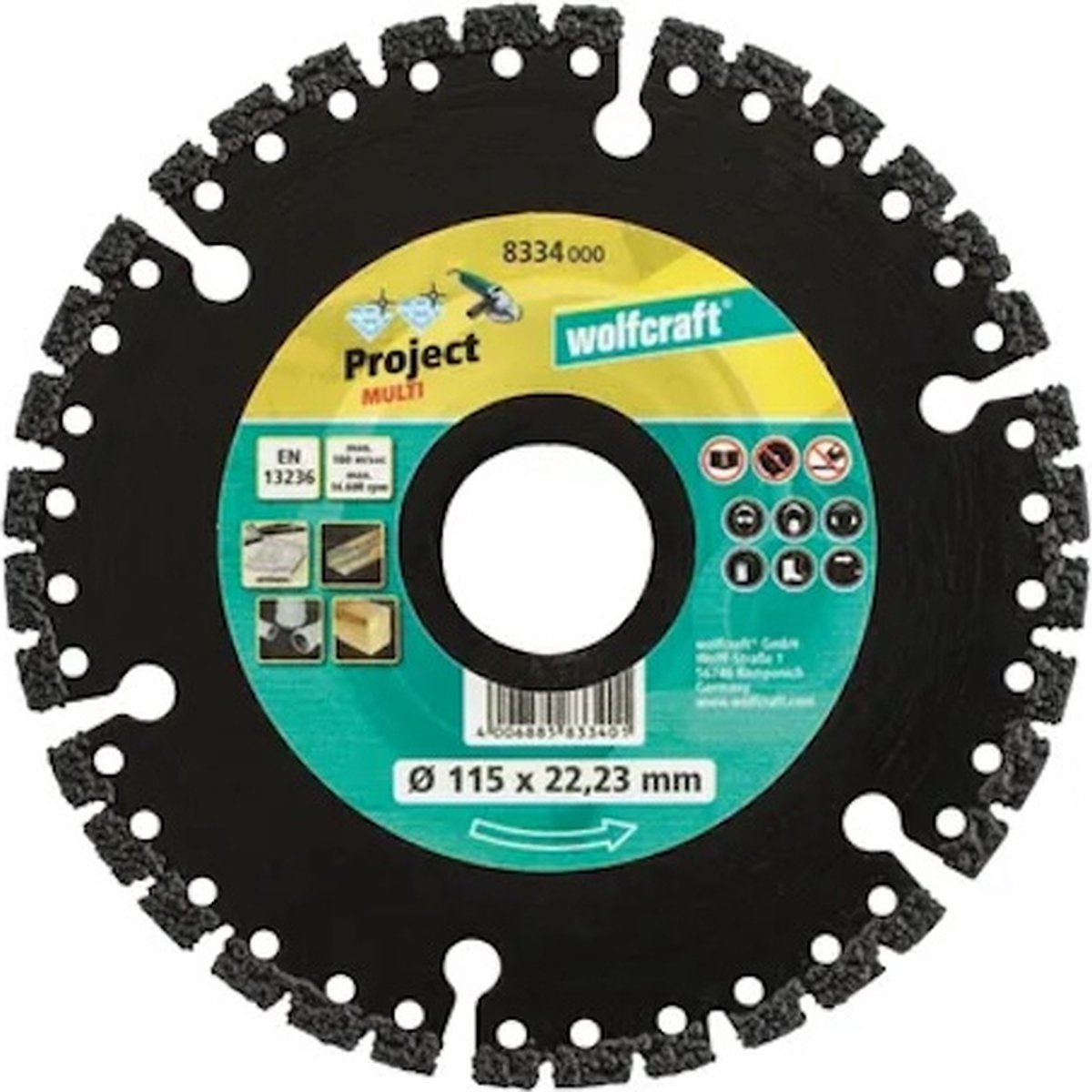 Wolfcraft - diamond cutting disc ø 115 mm - cutting disc - diamond saw blade - 8334000