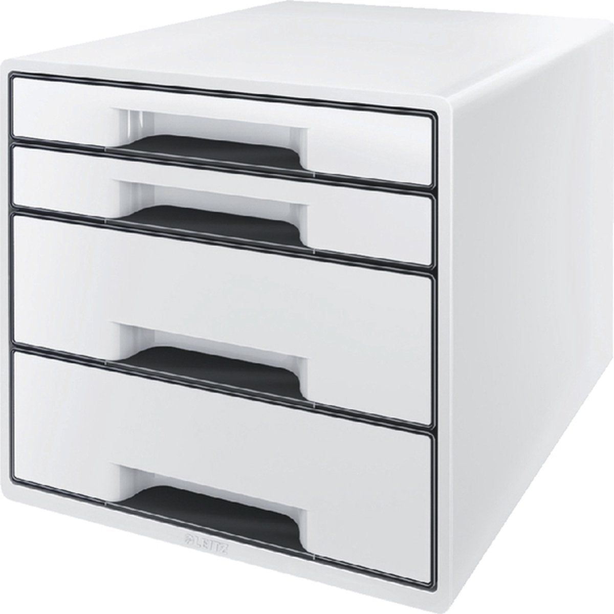 Cassettiera Leitz wow cube con 4 cassetti - contenitore con scomparti - per ufficio e lavoro a casa - ideale per l'home office - bianco grigio