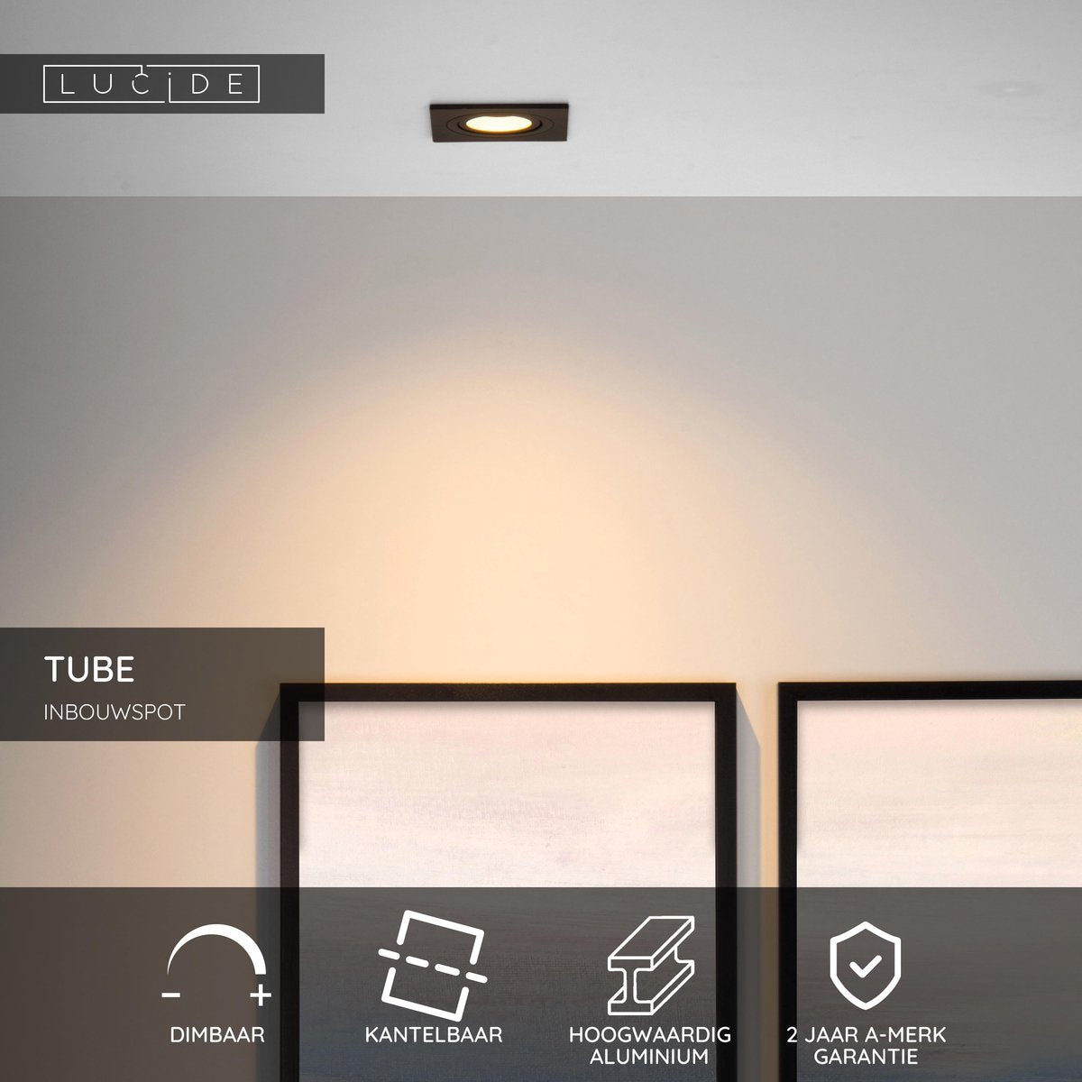 Lucide tube - faretto da incasso - 1xgu10 - nero