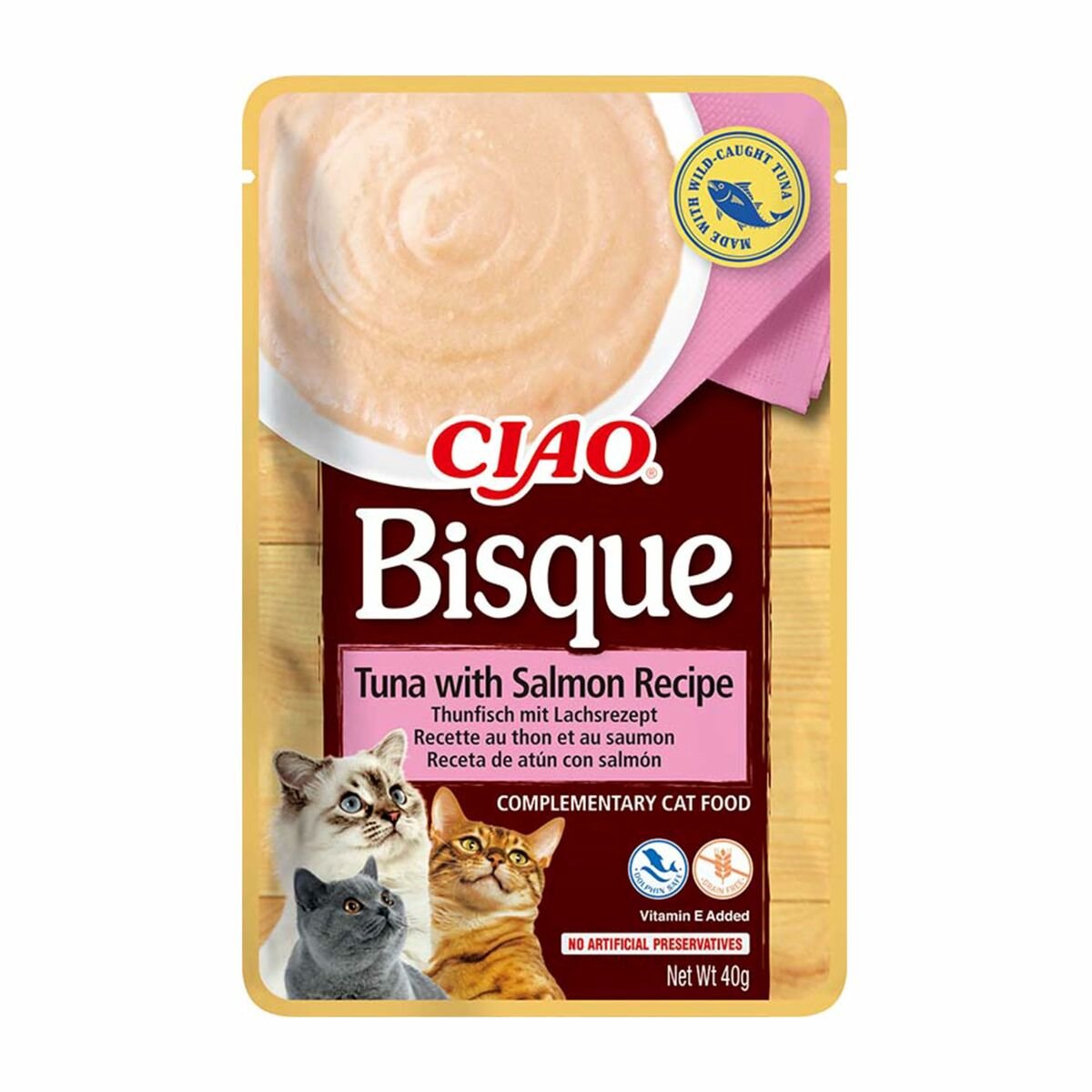 Bisque de Inaba ciao - snack para gatos - atún y salmón - golosina cremosa - 24 x 40g
