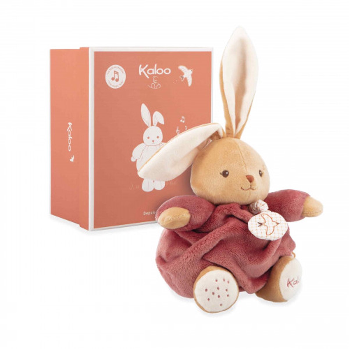 Kaloo patapoouf - peluche - peluche musical - rojo burdeos - conejo