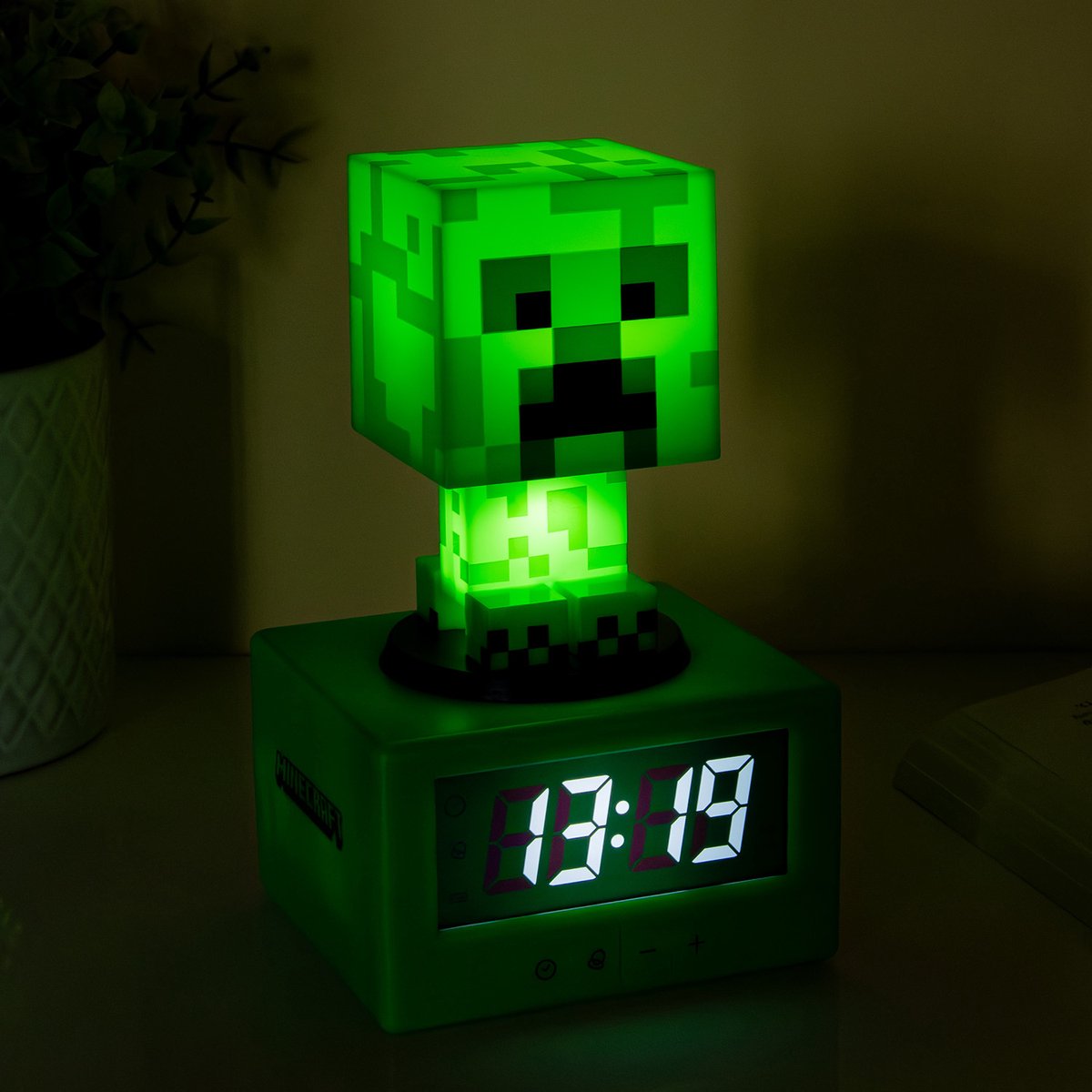 Paladone minecraft creeper despertador - alarma icónica con luz nocturna - 16 cm