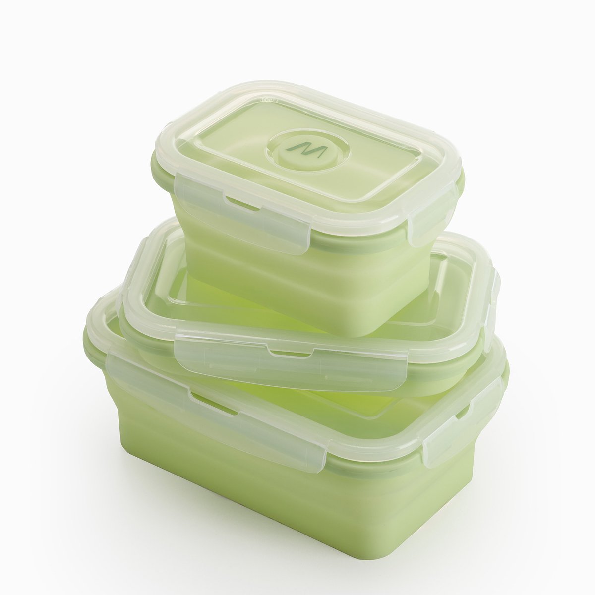 Set portapranzo Muitomas - 3 pezzi - silicone - pieghevole - con coperchio - adatto al microonde, alla lavastoviglie e al congelatore - verde