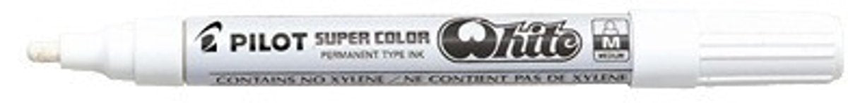 4230 12 x viltstift pilot super * lakmarker rond 2mm * wit * sc-w-m