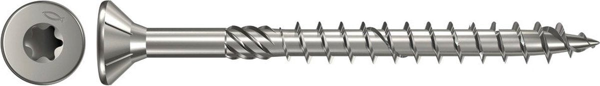 Fischer spaanplaatschroef 5x60mm - platkop - rvs a4 - deeldraad - t20 - 40566 (per 200 stuks)