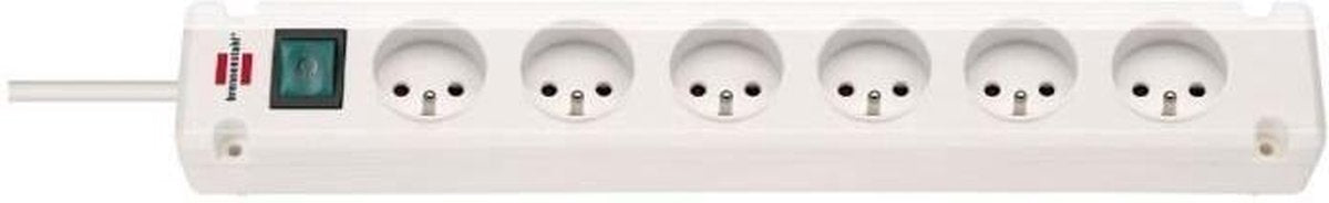 Brennerstuhl Bremounta ciabatta 6 prese bianco 3m H05VV-F 3G1.5 con interruttore *fr be*