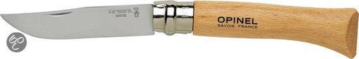Navaja Opinel de acero inoxidable - mango de madera - cierre virobloc - núm. 10