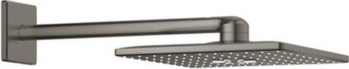 Grohe rainshower hoofddouche+arm vierkant hard graphite geborsteld