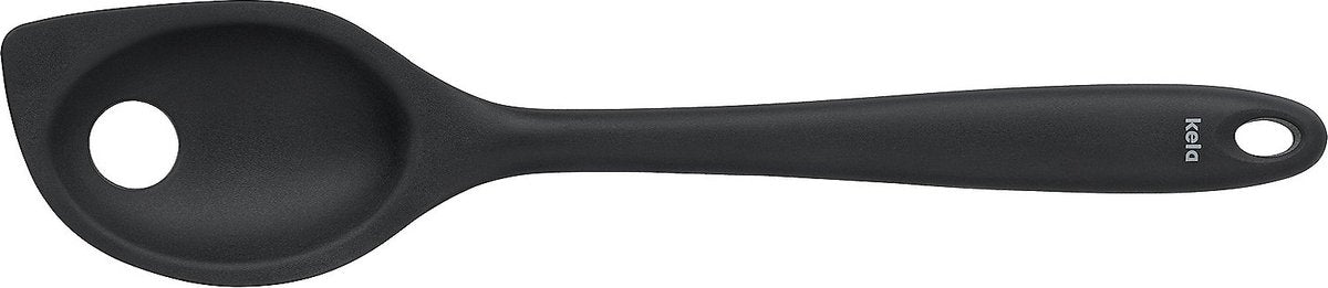 Cucchiaio per mescolare Kela con foro, silicone, nero - | tom