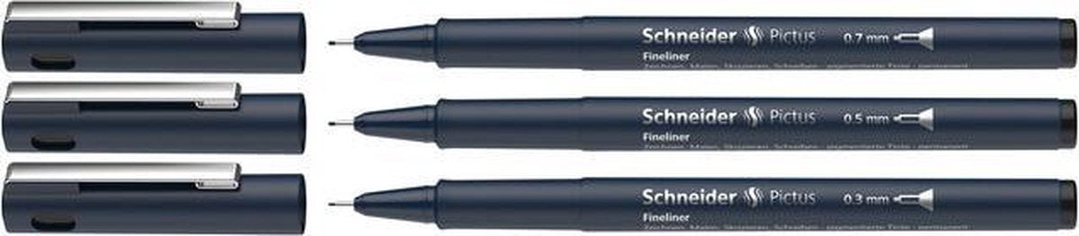 Strumenti da scrittura Schneider fineliner schneider - pictus - nero - 3 larghezze di linea - s-197593