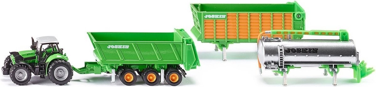 Trattore Siku 1848 deutz con set joskin