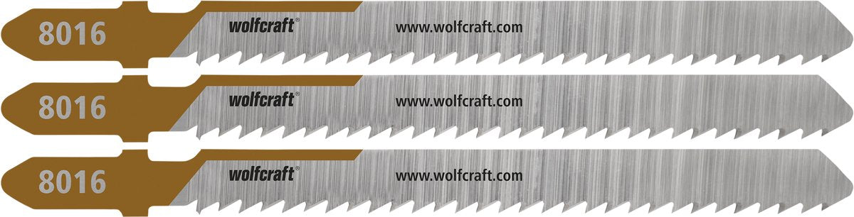 Wolfcraft - 3 hojas de sierra de calar para madera dura - corte limpio 50 mm - mango en T - 8016000