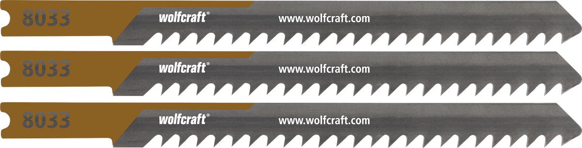 Wolfcraft - panlat decoupeerzaagbladen - 3 stuks - hcs-blad met u-schacht – decoupeerzaagblad ideaal voor panlatten en kanthout - 8033000